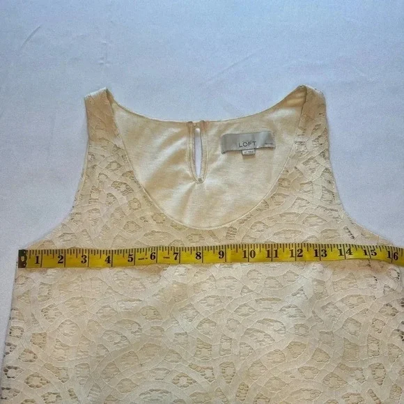 Anne Taylor LOFT Cream Crochet Sleeveless Tunic Top - Size Small Petite - Picture 9 of 11